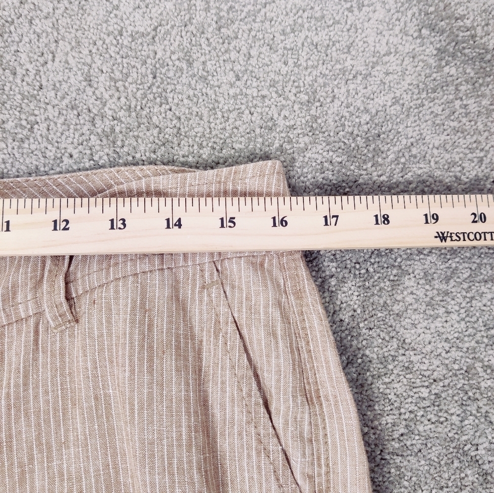 Esprit Women's Pinstriped Linen Wide Leg Pants Size 10 Tan Cream Business Casual - Picture 6 of 13